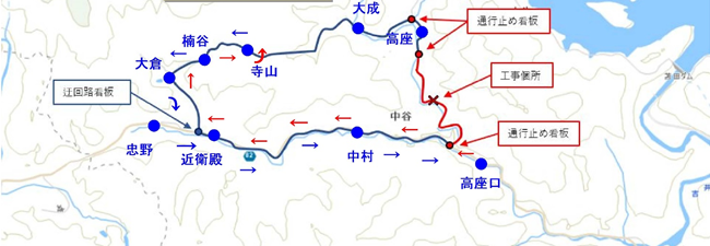 中谷線通行止